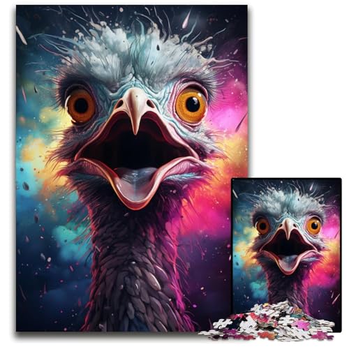 Puzzle 1000 Teile Gemälde Bunte Straußen-Puzzles Weihnachten Halloween Ostern Neujahr 1000 Teile (38 x 26 cm) von CYSEHKRBL