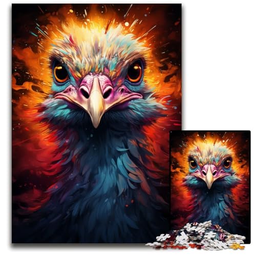 Puzzle 1000 Teile Gemälde Bunte Straußen-Puzzles Weihnachten Halloween Ostern Neujahr 1000 Teile (75 x 50 cm) von CYSEHKRBL