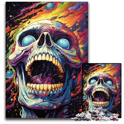 Puzzle 1000 Teile Gemälde Bunte Totenkopf-Puzzles Weihnachten Halloween Ostern Neujahr 1000 Teile (75 x 50 cm) von CYSEHKRBL