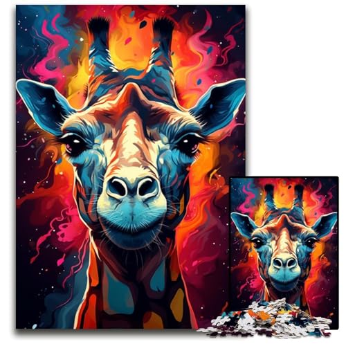 Puzzle 1000 Teile Gemälde Kunst Giraffe Puzzle Weihnachten Halloween Ostern Neujahr 1000 Teile (38 x 26 cm) von CYSEHKRBL