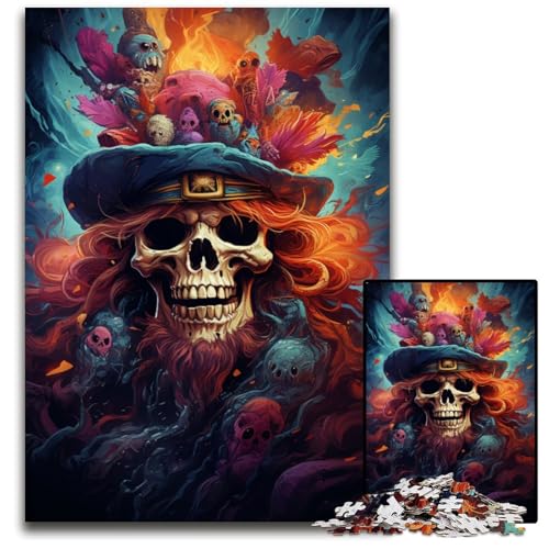 Puzzle 1000 Teile Gemälde von bunten Totenköpfen Puzzles Weihnachten Halloween Ostern Neujahr 1000 PCS (75 x 50 cm) von CYSEHKRBL
