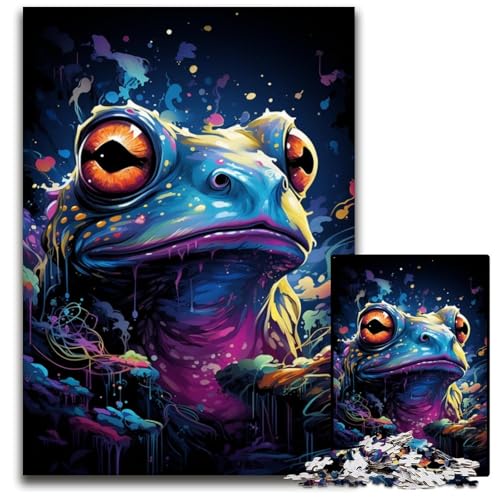 Puzzle 1000 Teile Malen Farbe Frosch Puzzle anspruchsvolles Denkspiel für Teenager Familienspaß interaktives Spiel 1000 Teile (38 x 26 cm) von CYSEHKRBL