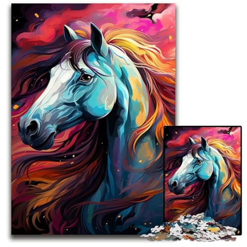 Puzzle 1000 Teile Malen Farbe Pferde-Puzzle anspruchsvolles Denkspiel für Teenager unterhaltsames Familien-Interaktives Spiel 1000 Teile (75 x 50 cm) von CYSEHKRBL