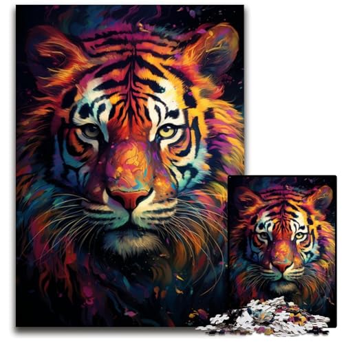 Puzzle 1000 Teile Malen Farbe Tiger Puzzle anspruchsvolles Denkspiel für Teenager Familienspaß interaktives Spiel 1000 Teile (38 x 26 cm) von CYSEHKRBL