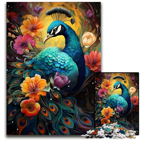 Puzzle 1000 Teile Malen bunter Pfau Puzzle anspruchsvolles Denkspiel für Teenager Familienspaß interaktives Spiel 1000 Teile (75 x 50 cm) von CYSEHKRBL