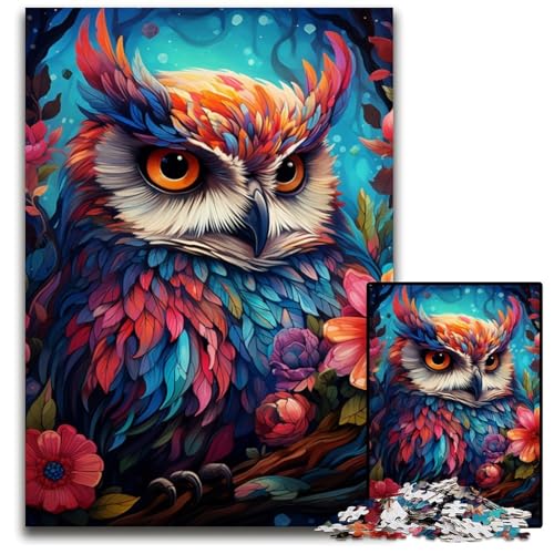Puzzle 1000 Teile Malen bunter Planet Eule Puzzle anspruchsvolles Denkspiel für Teenager Familienspaß interaktives Spiel 1000 Teile (38 x 26 cm) von CYSEHKRBL