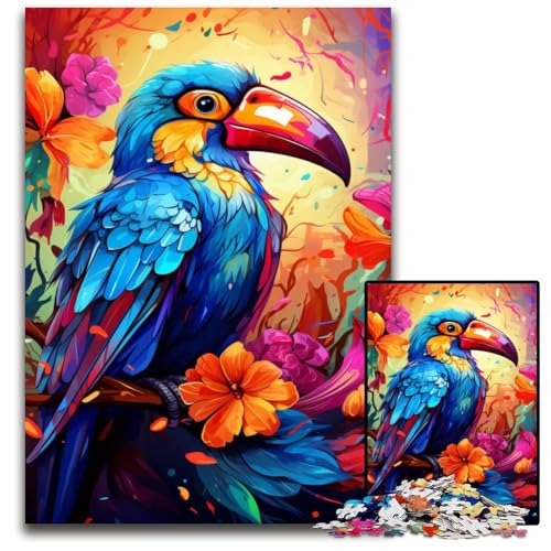 Puzzle 1000 Teile Malen buntes Tukan-Puzzle anspruchsvolles Denkspiel für Teenager unterhaltsames Familien-Interaktionsspiel 1000 Teile (38 x 26 cm) von CYSEHKRBL