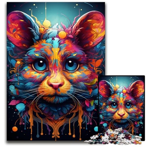 Puzzle 1000 Teile Malerei Bunte Mauskunst Puzzle anspruchsvolles Denkspiel für Teenager Familienspaß interaktives Spiel 1000 Teile (38 x 26 cm) von CYSEHKRBL