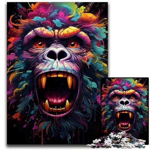 Puzzle 1000 Teile Malerei Kunst Affen-Puzzle anspruchsvolles Denkspiel für Teenager unterhaltsames Familienspiel interaktives Spiel 1000 Teile (38 x 26 cm) von CYSEHKRBL