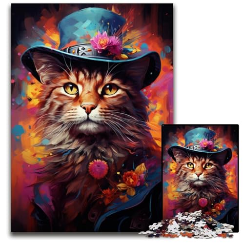 Puzzle 1000 Teile Malerei Kunst Katzen-Puzzle Weihnachten Halloween Ostern Neujahr 1000 Teile (38 x 26 cm) von CYSEHKRBL