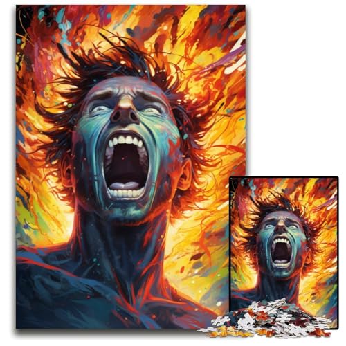 Puzzle 1000 Teile Neon Man buntes psychedelisches Puzzle Weihnachten Halloween Ostern Neujahr 1000 Teile (75 x 50 cm) von CYSEHKRBL