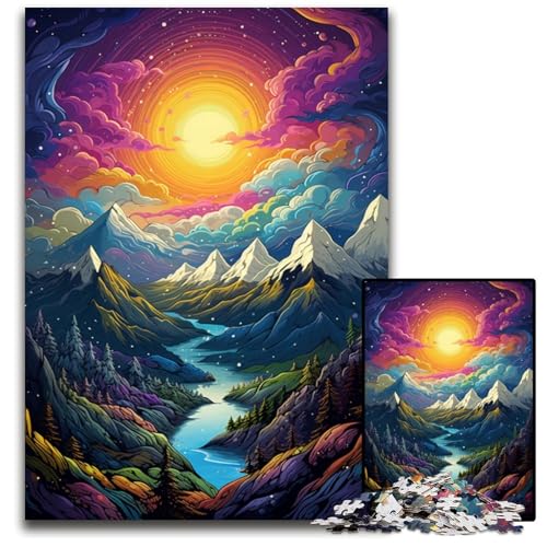 Puzzle 1000 Teile Psychedelic Alps anspruchsvolles Denkspiel für Teenager unterhaltsames interaktives Spiel für die ganze Familie 1000 Teile (38 x 26 cm) von CYSEHKRBL