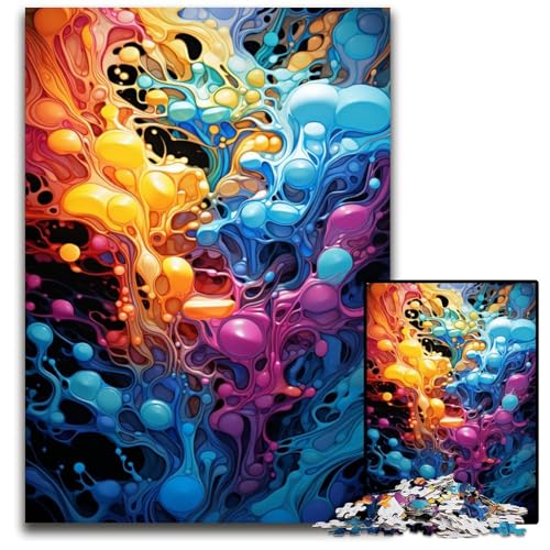 Puzzle 1000 Teile Psychedelische Farbkunst Puzzles anspruchsvolle Denksportaufgabe für Teenager Familienspaß interaktives Spiel 1000 Teile (38 x 26 cm) von CYSEHKRBL