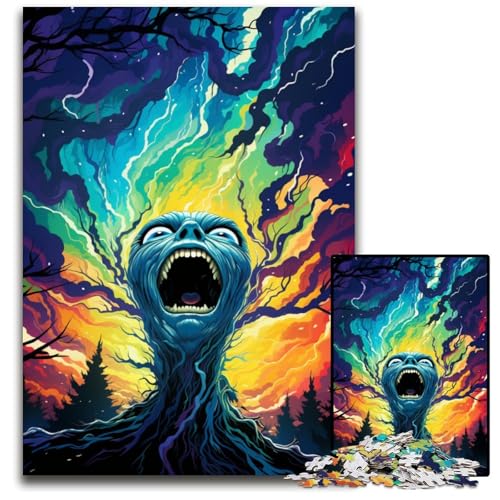 Puzzle 1000 Teile Psychedelischer Farbdämon anspruchsvolles Denkspiel für Teenager unterhaltsames interaktives Spiel für die ganze Familie 1000 Teile (75 x 50 cm) von CYSEHKRBL
