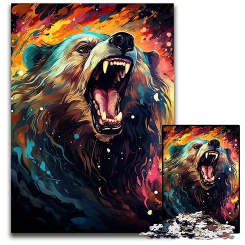 Puzzle 1000 Teile für Erwachsene Malen Bunte Bärenkunst anspruchsvolle Puzzles Weihnachten Halloween Ostern Neujahr 1000 PCS (75 x 50 cm) von CYSEHKRBL