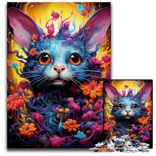 Puzzle 1000 Teile für Erwachsene Malen Bunte Mauskunst Holzpuzzle für die Heimdekoration ideales Weihnachts- und Neujahrsgeschenk für Teenager 1000 PCS (75 x 50 cm) von CYSEHKRBL