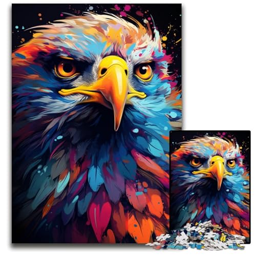 Puzzle 1000 Teile für Erwachsene Malen Farbe Adler Holzpuzzle für die Heimdekoration ideales Weihnachts- und Neujahrsgeschenk für Teenager 1000 PCS (75 x 50 cm) von CYSEHKRBL