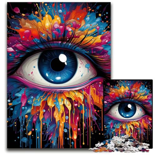Puzzle 1000 Teile für Erwachsene Malen Farbe Augen Holzpuzzle für die Heimdekoration ideales Weihnachts- und Neujahrsgeschenk für Teenager 1000 PCS (75 x 50 cm) von CYSEHKRBL