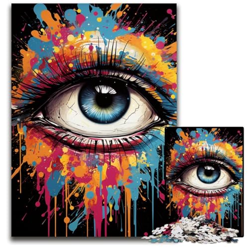 Puzzle 1000 Teile für Erwachsene Malen Farbe Augen anspruchsvolle Puzzles Weihnachten Halloween Ostern Neujahr 1000 PCS (75 x 50 cm) von CYSEHKRBL