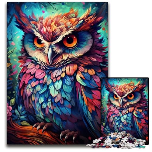 Puzzle 1000 Teile für Erwachsene Malen Farbe Eulen-Papierpuzzles perfekt für Geburtstags- Weihnachts 1000 Teile (38 x 26 cm) von CYSEHKRBL