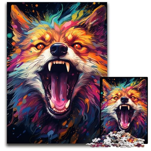 Puzzle 1000 Teile für Erwachsene Malen Farbe Fuchs Holzpuzzle für Erwachsene Spaß für zu Hause Aktivitäten Geburtstagsgeschenk Reisegeschenke 1000 PCS (75 x 50 cm) von CYSEHKRBL