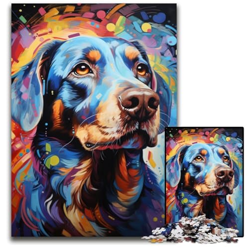 Puzzle 1000 Teile für Erwachsene Malen Farbe Hund Holzpuzzle für Erwachsene perfekt für Familienspaß an Weihnachten Thanksgiving Geburtstagen und Ostern 1000 PCS (75 x 50 cm) von CYSEHKRBL