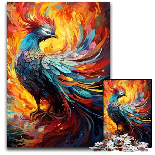 Puzzle 1000 Teile für Erwachsene Malen Farbe Phoenix Holzpuzzle für die Heimdekoration ideales Weihnachts- und Neujahrsgeschenk für Teenager 1000 PCS (75 x 50 cm) von CYSEHKRBL