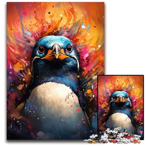 Puzzle 1000 Teile für Erwachsene Malen Farbe Pinguin Holzpuzzle perfekt für Geburtstags- Weihnachts- und Halloweengeschenke 1000 PCS (75 x 50 cm) von CYSEHKRBL