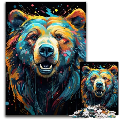 Puzzle 1000 Teile für Erwachsene Malen Farbe Sternenhimmel Bär anspruchsvolle Puzzles Weihnachten Halloween Ostern Neujahr 1000 PCS (75 x 50 cm) von CYSEHKRBL