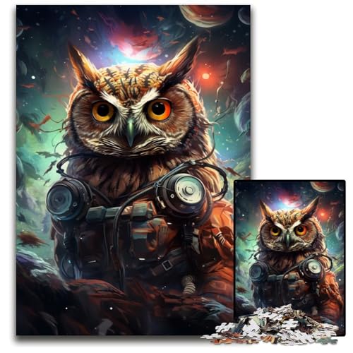 Puzzle 1000 Teile für Erwachsene Malen Farbe Tier Eule Holzpuzzle für die Heimdekoration ideales Weihnachts- und Neujahrsgeschenk für Teenager 1000 PCS (75 x 50 cm) von CYSEHKRBL
