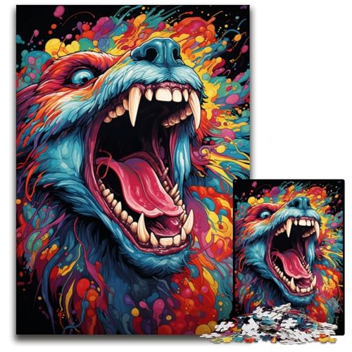Puzzle 1000 Teile für Erwachsene Malen Farbe Wolf anspruchsvolle Puzzles Weihnachten Halloween Ostern Neujahr 1000 PCS (75 x 50 cm) von CYSEHKRBL
