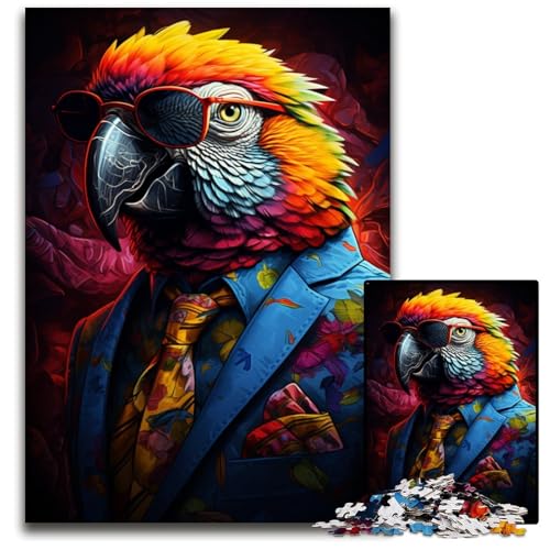 Puzzle 1000 Teile für Erwachsene Malen bunter Papagei Holzpuzzle für die Heimdekoration ideales Weihnachts- und Neujahrsgeschenk für Teenager 1000 PCS (75 x 50 cm) von CYSEHKRBL
