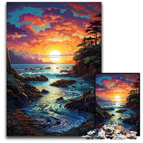 Puzzle 1000 Teile für Erwachsene Malen bunter Strand anspruchsvolle Puzzles Weihnachten Halloween Ostern Neujahr 1000 PCS (75 x 50 cm) von CYSEHKRBL