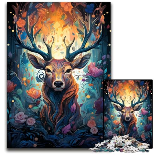 Puzzle 1000 Teile für Erwachsene Malen bunter magischer Hirsch unmögliche Puzzles für Erwachsene perfekt für Teenager und Heimdekoration 1000 Teile (75 x 50 cm) von CYSEHKRBL