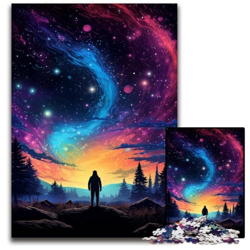 Puzzle 1000 Teile für Erwachsene Nachtansicht unter dem Sternenhimmel anspruchsvolle Puzzles Weihnachten Halloween Ostern Neujahr 1000 PCS (75 x 50 cm) von CYSEHKRBL
