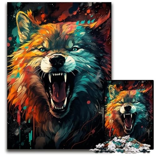 Puzzle 1000 Teile für Erwachsene Nebula Wolfs farbenfrohe psychedelische herausfordernde Puzzles Weihnachten Halloween Ostern Neujahr 1000 PCS (75 x 50 cm) von CYSEHKRBL