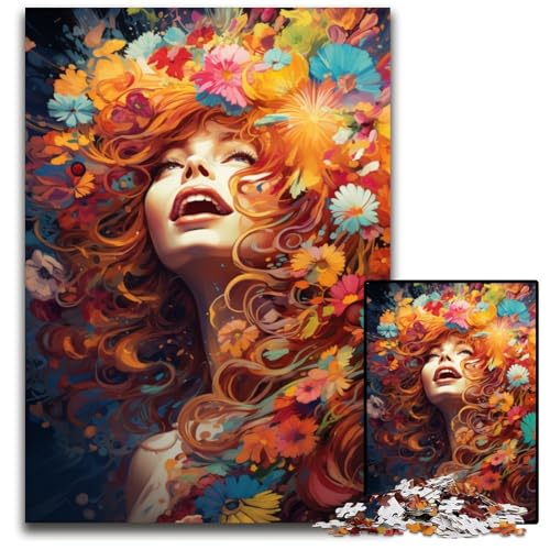 Puzzle 1000 Teile für Erwachsene Psychedelische Farbkunst Frau Holzpuzzle für Erwachsene perfekt für Familienspaß an Weihnachten Thanksgiving Geburtstagen und Ostern 1000 Teile (75 x 50 cm) von CYSEHKRBL