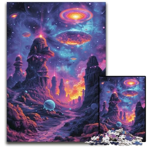 Puzzle 1000 Teile für Erwachsene Psychedelische Kunst Holzpuzzle für Erwachsene Spaß für zu Hause Aktivitäten Geburtstagsgeschenk Reisegeschenke 1000 Teile (75 x 50 cm) von CYSEHKRBL