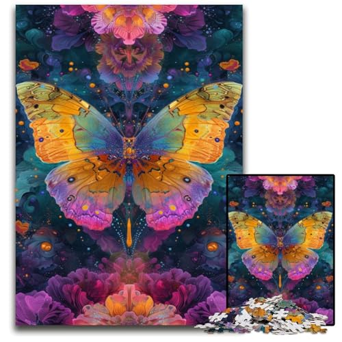 Puzzle 1000 Teile für Erwachsene Psychedelischer Schmetterling anspruchsvolle Puzzles Weihnachten Halloween Ostern Neujahr 1000 PCS (75 x 50 cm) von CYSEHKRBL