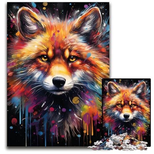 Puzzle 1000 Teile für Erwachsene Psychedelischer Weihnachtsfuchs Holzpuzzle für Erwachsene Spaß für zu Hause Aktivitäten Geburtstagsgeschenk Reisegeschenke 1000 Teile (75 x 50 cm) von CYSEHKRBL