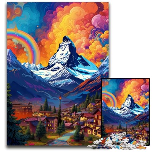 Puzzle 1000 Teile für Erwachsene Zermatt_Bunte herausfordernde Puzzles für Teenager und Familienspaß – DIY-Denkspiel als Geschenk 1000 Teile (75x50cm) von CYSEHKRBL