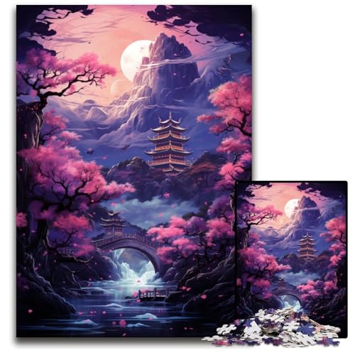 Puzzle 1000 Teile für Erwachsene rosa Wald Holzpuzzle für die Heimdekoration ideales Weihnachts- und Neujahrsgeschenk für Teenager 1000 PCS (75 x 50 cm) von CYSEHKRBL