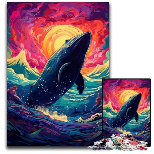 Puzzle Wal im Meer 1000 Teile schwierige Puzzles für Erwachsene hochschwieriges Denkspiel für Teenager 1000 Teile (38x26cm) von CYSEHKRBL