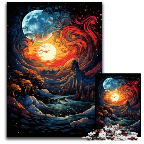 Puzzle für 1000 Teile Die farbenfrohe Psychedelia von Yin und Yang Weltraum-Papierpuzzle perfekt für Teenager Familienzusammenhalt Denksportaufgabe und DIY-Heimdekor-Geschenk 1000 Teile (38x26cm) von CYSEHKRBL