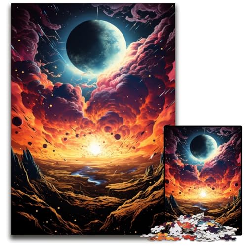 Puzzle für Erwachsene 1000 Die farbenfrohe Psychedelia von Neon Planet Holzpuzzle für Erwachsene DIY-Heimdekoration Geschenk Denksportspiel 1000 Teile (75x50cm) von CYSEHKRBL