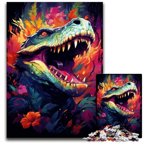 Puzzle für Erwachsene 1000 Die farbenfrohen Halluzinationen von Deinosuchus Holzpuzzle für Erwachsene DIY Heimdekoration Geschenk Denkspiel 1000 Teile (75x50cm) von CYSEHKRBL