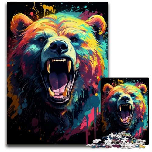 Puzzle für Erwachsene 1000 Gemälde Bunte Bärenkunst Puzzles ideal für Liebhaber perfektes Weihnachts- Neujahrs- und Valentinstagsgeschenk 1000 Teile (75 x 50 cm) von CYSEHKRBL