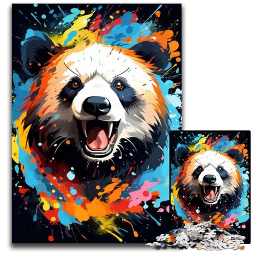 Puzzle für Erwachsene 1000 Gemälde bunter Panda Holzpuzzle für Erwachsene Spielgeschenk für Erwachsene interaktives Familienspiel Gehirn-Herausforderung Geschenk 1000 Teile (75 x 50 cm) von CYSEHKRBL