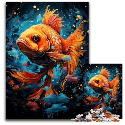 Puzzle für Erwachsene 1000 Mal- und Farbpuzzles mit Goldfischen ideal für Verliebte perfektes Weihnachts- Neujahrs- und Valentinstagsgeschenk 1000 Teile (75 x 50 cm) von CYSEHKRBL