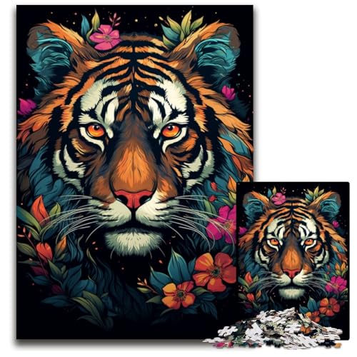 Puzzle für Erwachsene 1000 Teile Aquarellmalerei Tiger anspruchsvolle Puzzles interaktives Familienspiel Gehirn-Herausforderung Lernspielzeug 1000 Teile (75x50cm) von CYSEHKRBL